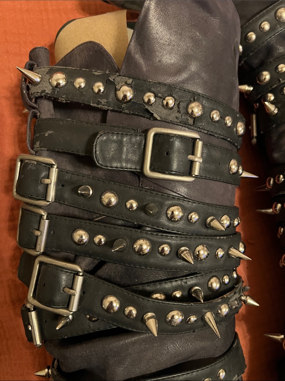 Jeffrey Campbell Black Studded Buckle Mid-Calf Boots with Metallic Toe - Picture 4 of 7